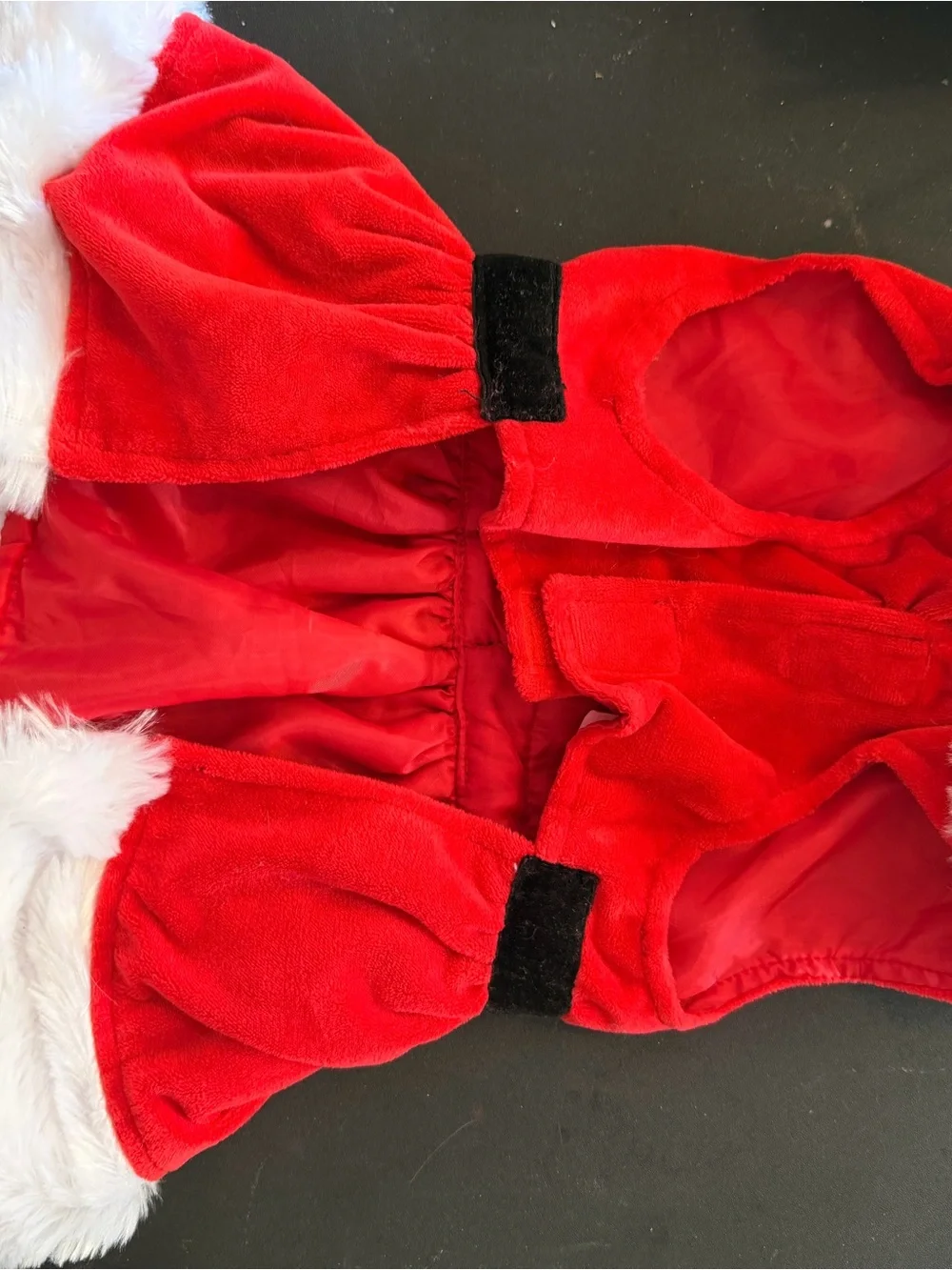 Red Velvet Holiday Dog Dress with Black Bow Santa Christmas